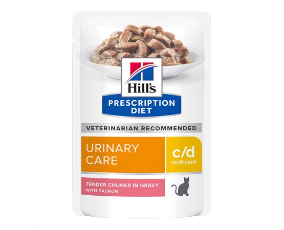 Hill's Prescription Diet Feline c/d Multicare zarte Stücke mit Lachs in Sauce 4 x 12 x 85 g