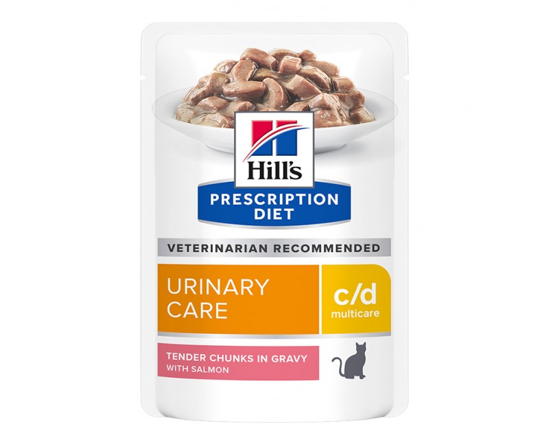 Hill's Prescription Diet Feline c/d Multicare zarte Stücke mit Lachs in Sauce 12 x 85 g