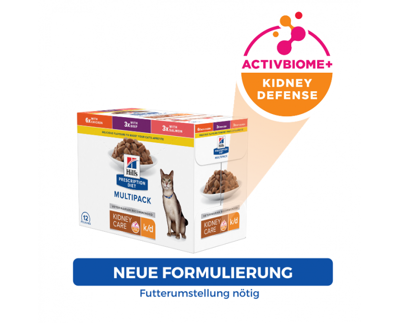 Hill's Prescription Diet Feline k/d Multipack Huhn, Rind, Lachs 12 x 85 g